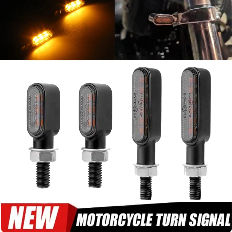 Motorcycle Turn Signal Light 3LED 6LED Indicator Blinker Lamp E24 For Honda Yamaha Cafe Racer 12V 8mm Led Turn Signal Lights