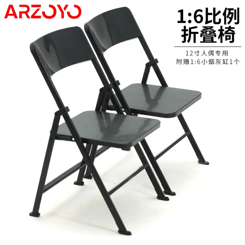 1/6 Scale Black Folding Chair Model Mini Furniture Scene Accessories Props Fit 12-inch Soldier Action Figure Bodies