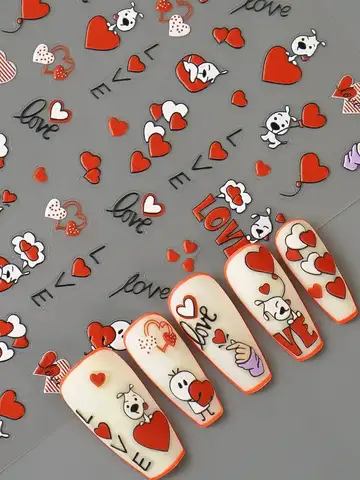 5D Nail Art Stickers Love Hearts Stars French Nail Art Design Decoration Self Adhesive Nail Decals For Manicure