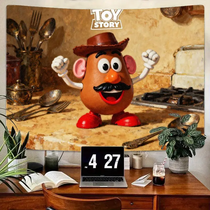 

1 шт. Disney Pixar История игрушек Ковбой Мистер Забавный гобелен с картофельной головой, настенное искусство из полиэстера для декора комнаты и подарка