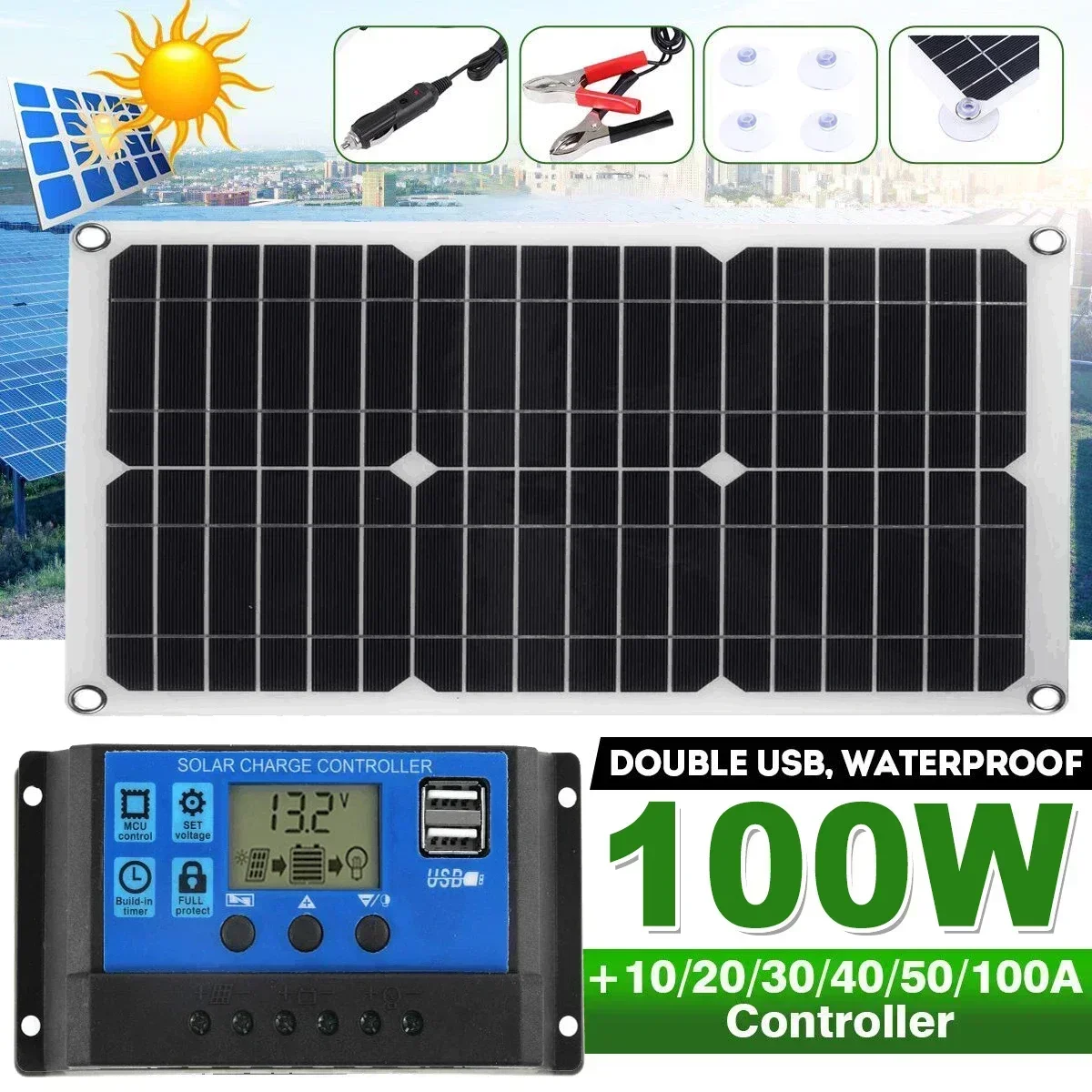 100w Solar Photovoltaic Flexible Charging Board Lightweight And Multifunctional Waterproof Emergency Photovoltaic Charging Board