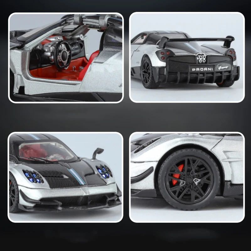 1/32 Huayra BC Luxury Sports Car Diecast Metal Racing Vehicles Premium Model Simulation Sound Light Collection Birthday Toy Gift