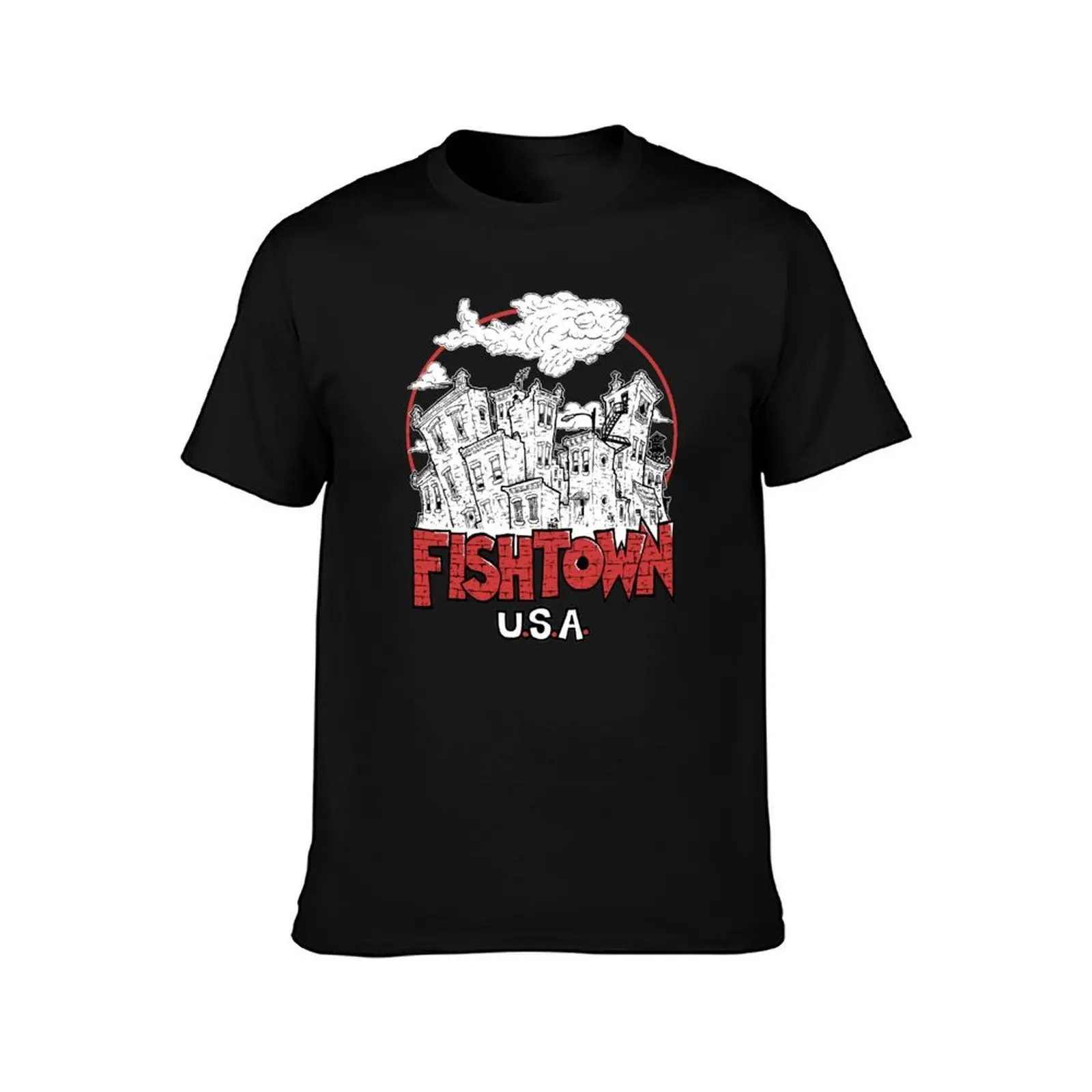 Fishtown, USA T-Shirt, Summer Casual Cotton Tee, Oversized Streetwear Tops, Vintage Graphic Print, Loose Fit Short Sleeve