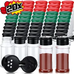 20/1PCS Clear Plastic Spice Bottle Salt Pepper Shaker Seasoning Jars Container BBQ Condiment Bottles with Lids Kitchen Tools