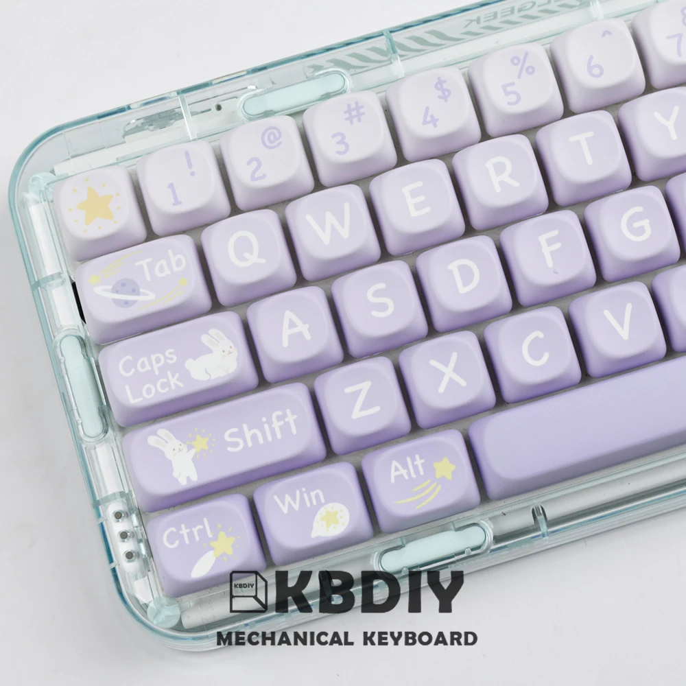 KBDiy 135 Keys/Set MOA Profile Rabbit Stars Theme Keycaps [for Mechanical Keyboard MAC PBT Keycap for GMK67 K500 61/64/67/87/98