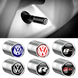 4Pcs Car Metal Wheel Tire Valve Stem Caps Rims Accessories For Volkswagen VW Caddy Beetle Touareg Tiguan Touran R Golf Rline GTI