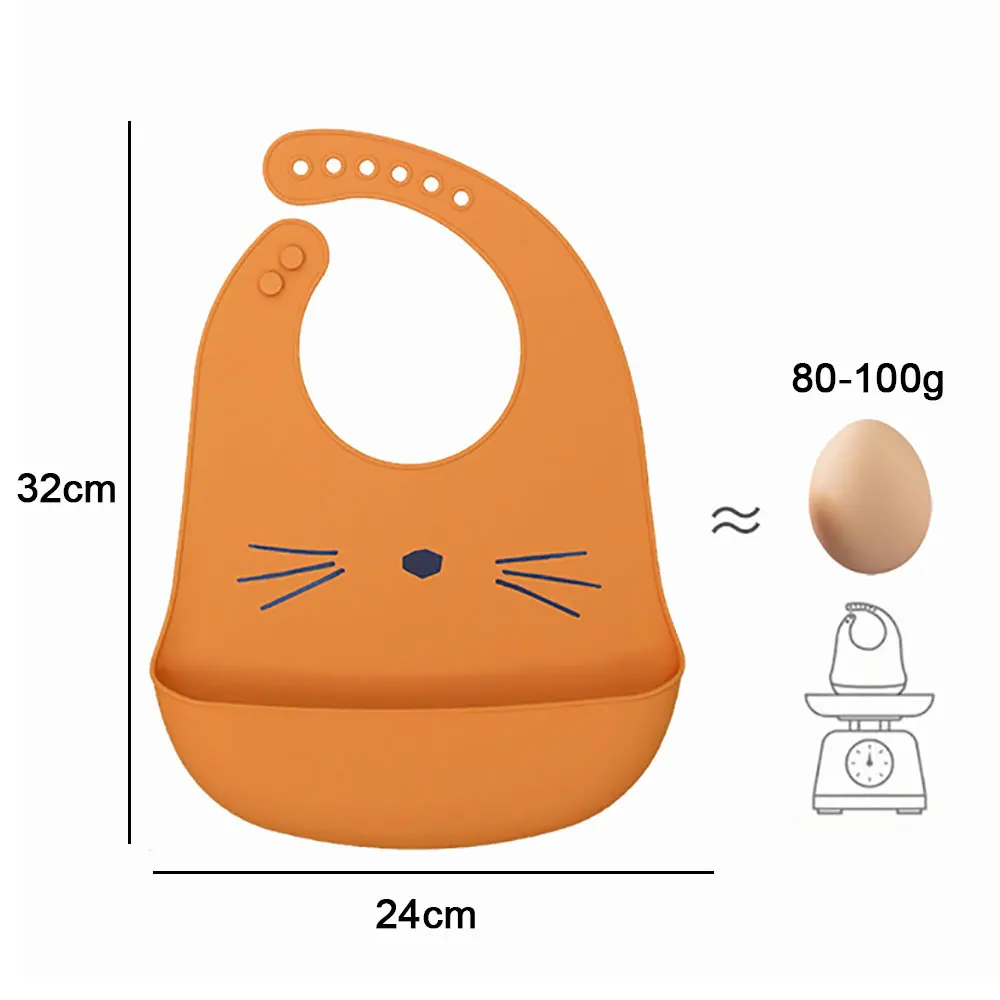 Silicone world Waterproof Soft Silicone Bibs Baby Kids Stuff Cute Cartoon Printed Kids Bib Adjustable Bib Baby Feeding Stuff