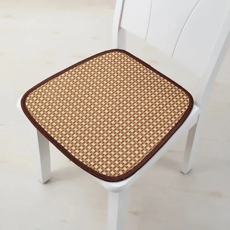 Horseshoe-shaped Rattan Cushion Home Dining Chair Mat Summer Breathable Cool Car Cushion Simple Office Chair Pad 41x41x33CM