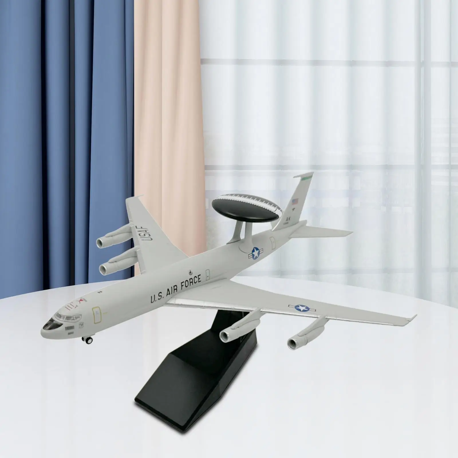 1/200 Scale USA E-3  Airplane Diecast Model Aircraft with Base for Livingroom Bedroom, Bookshelf Bar Aviation Commemorate