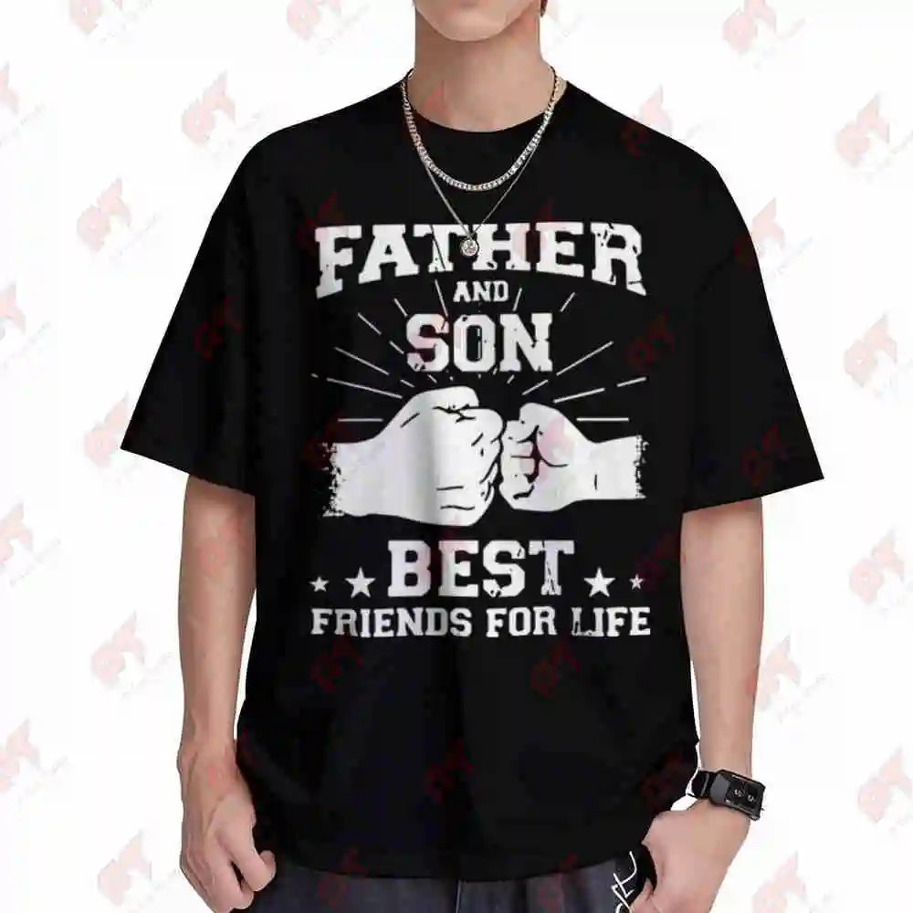 Father And Son Heartbeat Short Sleeve Tee 100% Cotton T-Shirt