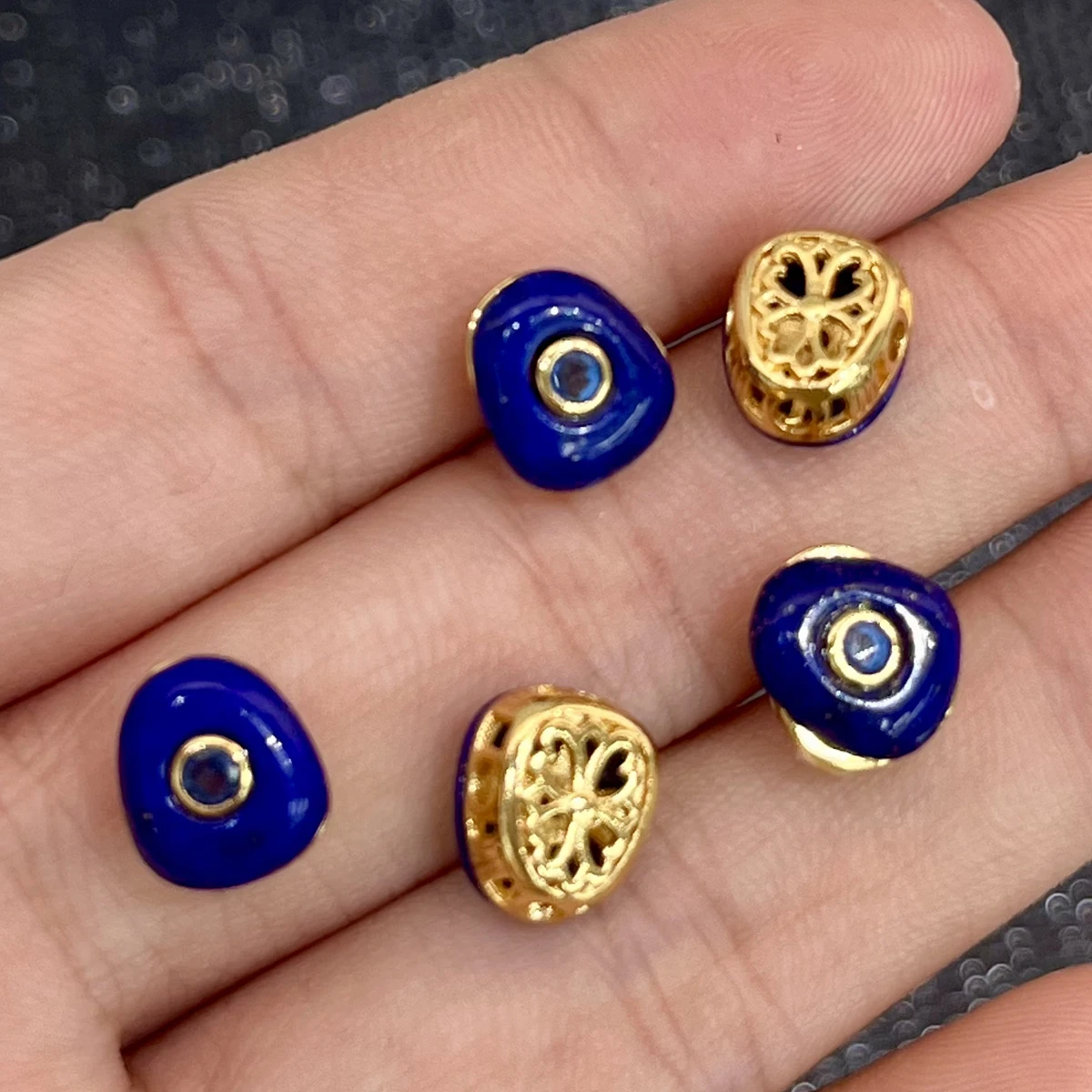 2 teile/satz 9x10mm Natürliche Lapis Lazuli Halbzeuge Perlen für Schmuck Machen Liefert DIY Halskette Armband Zubehör großhandel