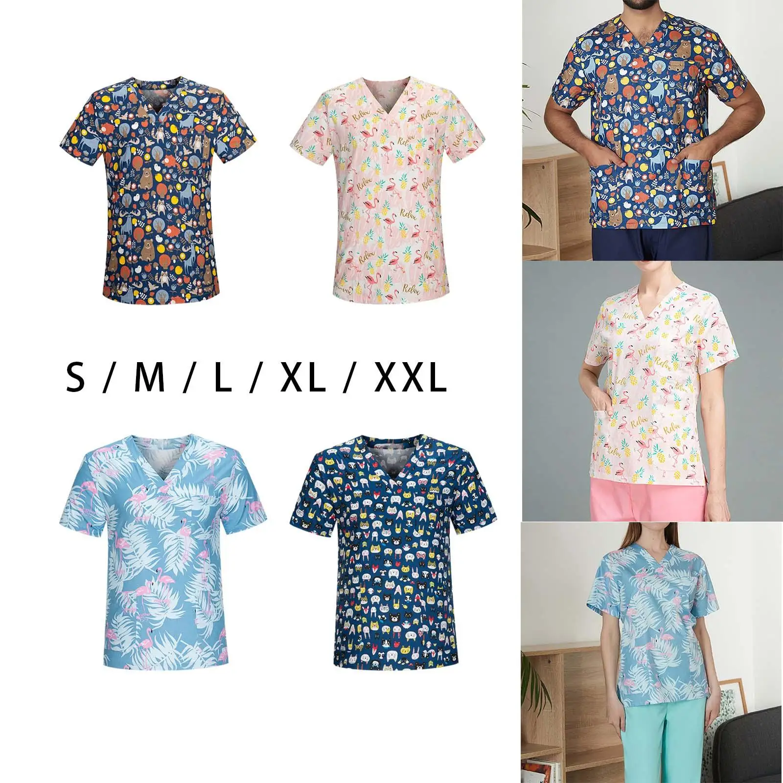 

Nursing Scrubs Tops Workwear Uniforms for Women Men Unisex Adults Healthcare