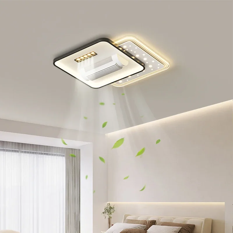 

New Leaf less fan light full spectrum LED bright eye protection ceiling light degree blowing cool and silent lamp for bedroom