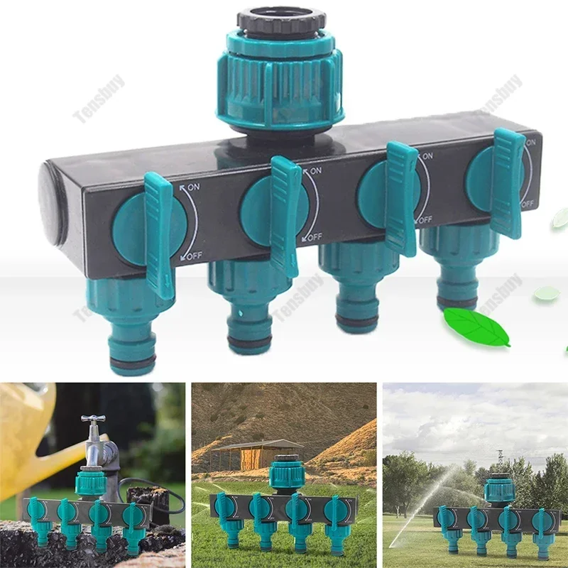

Plastic Garden Hose Distributor 4-Way Faucet Diverter With Four Independent Switches For 1/2-inch, 3/4-inch, And Even 1-inch Tap