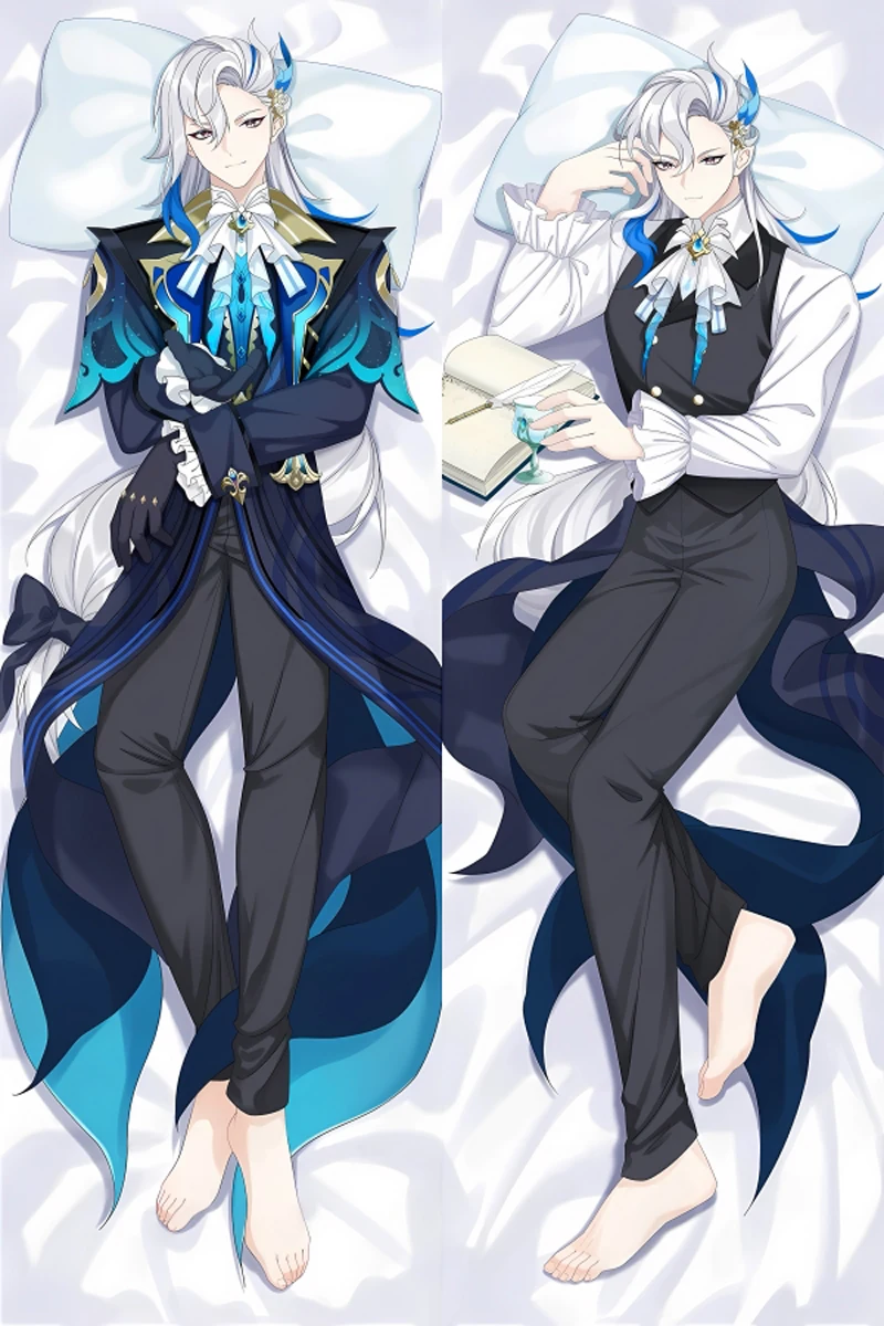 

Anime Japanese Otaku Body Pillow Cushion Cover Game Genshin Impact Neuvillette Dakimakura Male Hugging Body Pillow Case