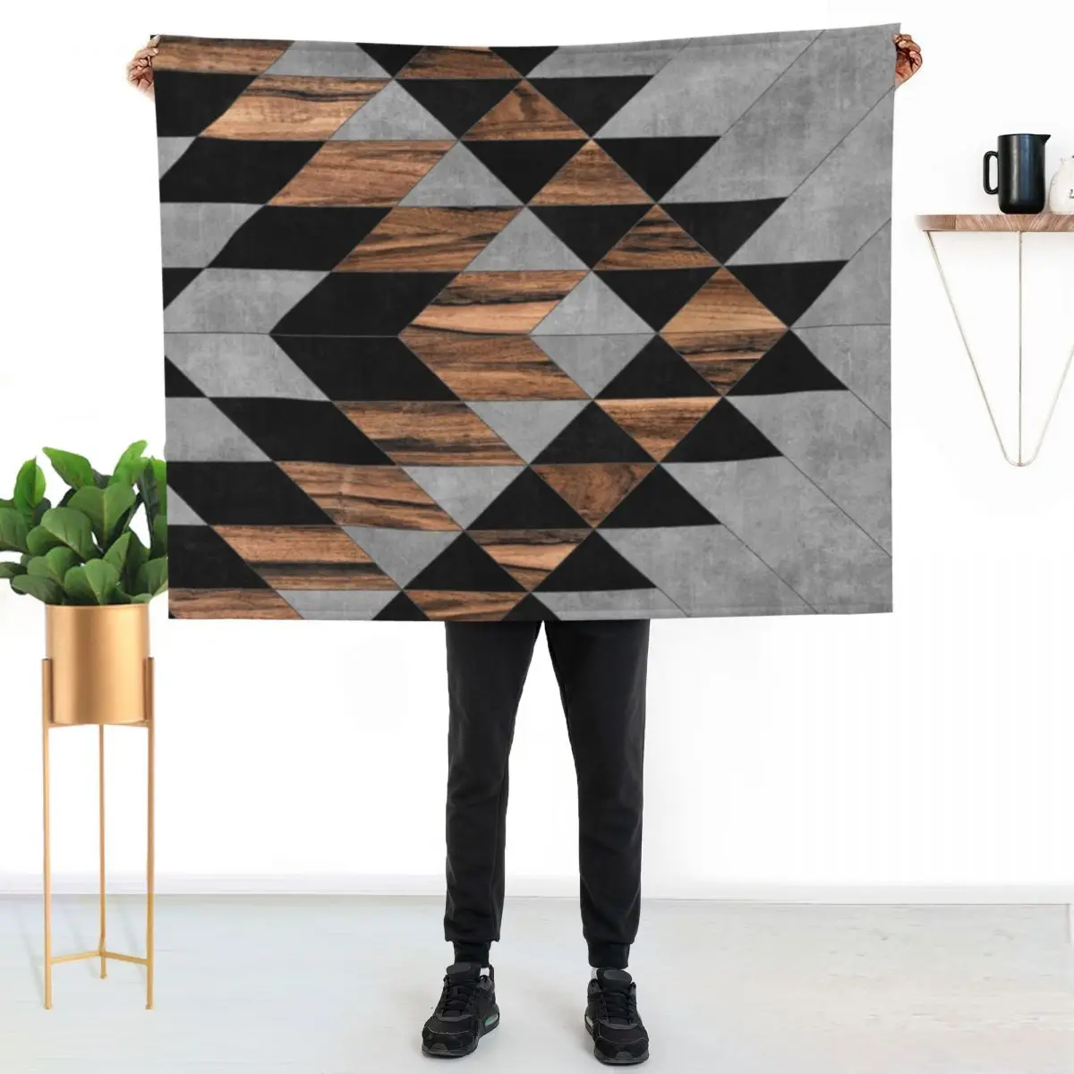 Urban Tribal Pattern No.10 - Aztec - Concrete and Wood Throw Blanket Comforter Furrys Sofa for babies Furry Baby Blankets