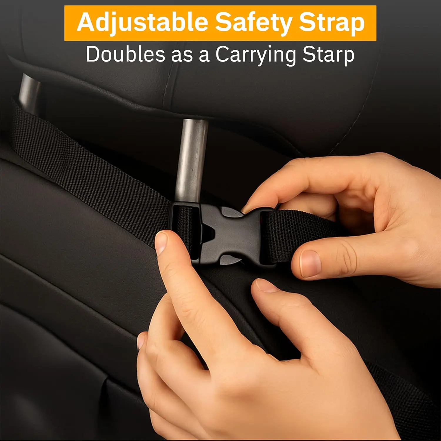 

2.5 Gal Car Trash Can with Lid & Storage Pockets | Waterproof Hanging Garbage Bin with Removable Inner Bag | Black