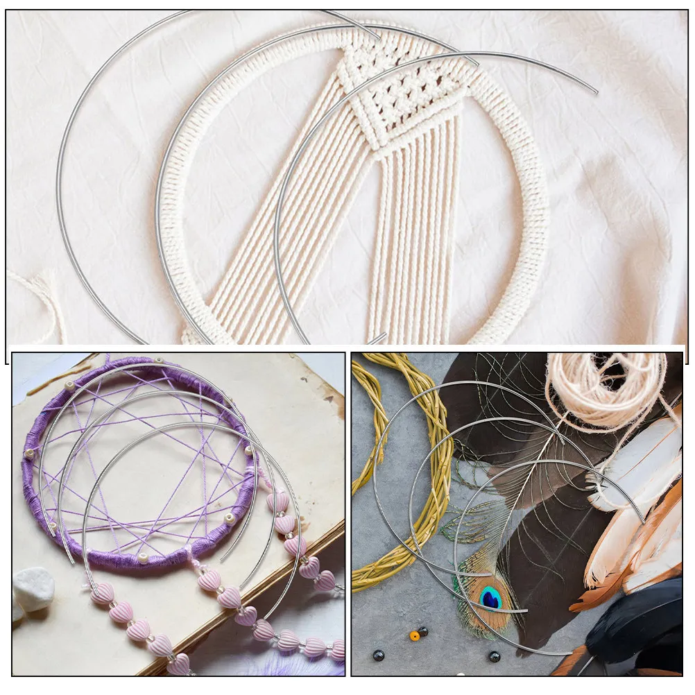 15Pcs Metal Hoop Rings 20cm Iron Half Circle for Dreamcatcher Macrame Wreath DIY Craft Supplies Metal Rings for Craft