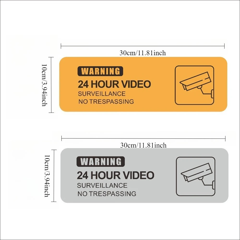 24 Hour Video Surveillance Warning Sign, Double Color Gold Silver Acrylic No Trespassing Security Notice Plaque for Store Mall view 3