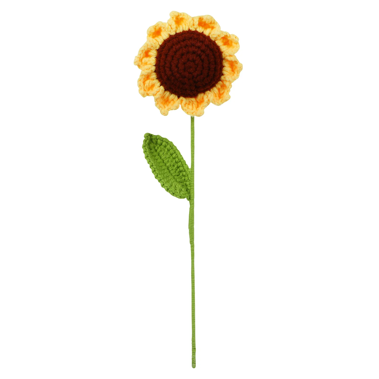 

Knitted Sunflower Artificial Flower Decor Handmade Crochet Flowers Realistic Diy Home Garden Decoration Simulation Bloom