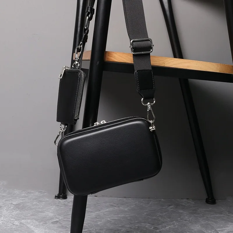 Korean Style Crossbody Bag Men Luxury Brand Design Men's Crossbody Bags Fashion Square Shoulder Bags Male 2 in 1 Box Handbags