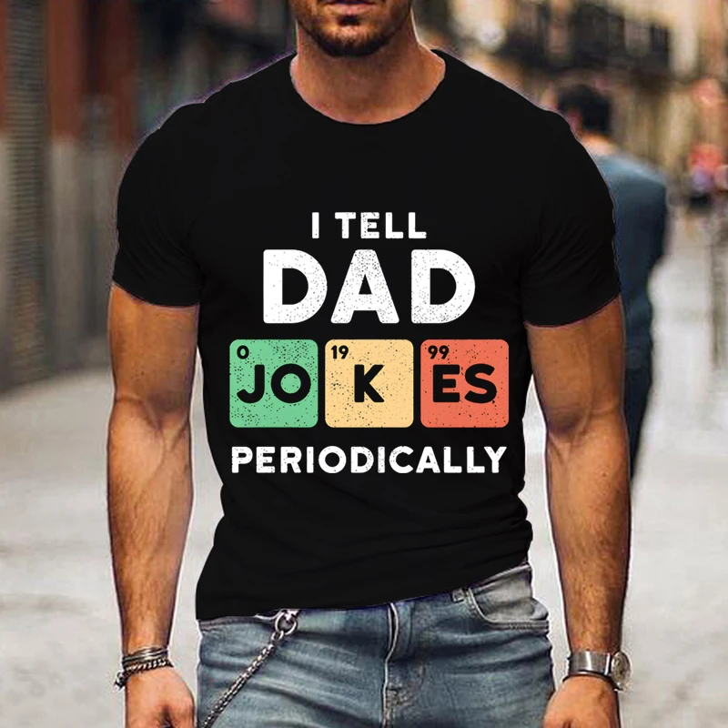 Футболка мужская с коротким рукавом и круглым вырезом, с принтом «Я расскажу папе шутки»