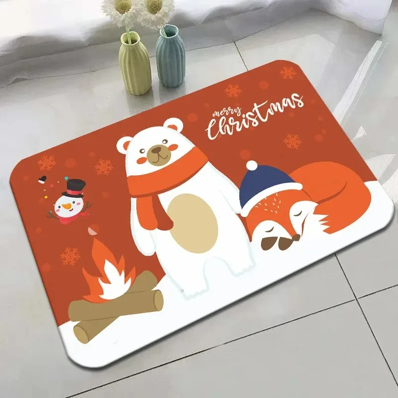 Christmas cartoon print floor mats home decoration bedroom bathroom absorbent carpet living room entrance door mat