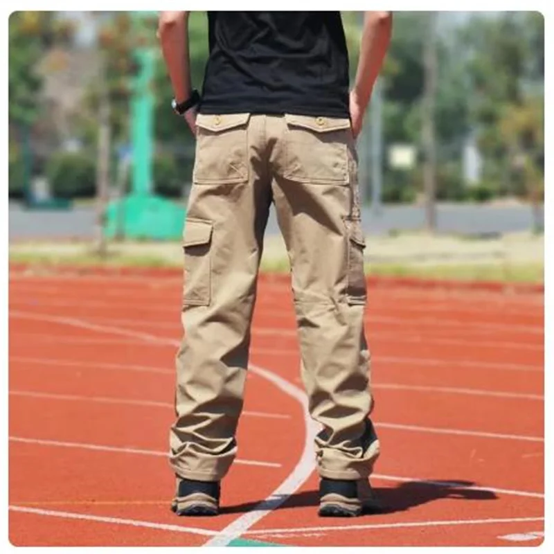 Winter Fleece Cargo Pants Thicken Men's Baggy Cotton Wadded Trousers Mens Casual Straight Male Bottoms Plus Size 40