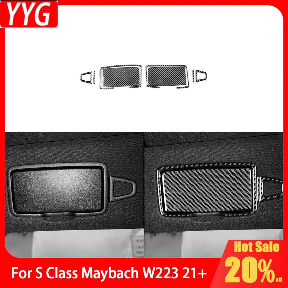 For Maybach S Class W223 21+ Carbon Fiber Car Accessories Storage Roof Makeup Mirror Panel Interior Cover Trim Modified Sticker