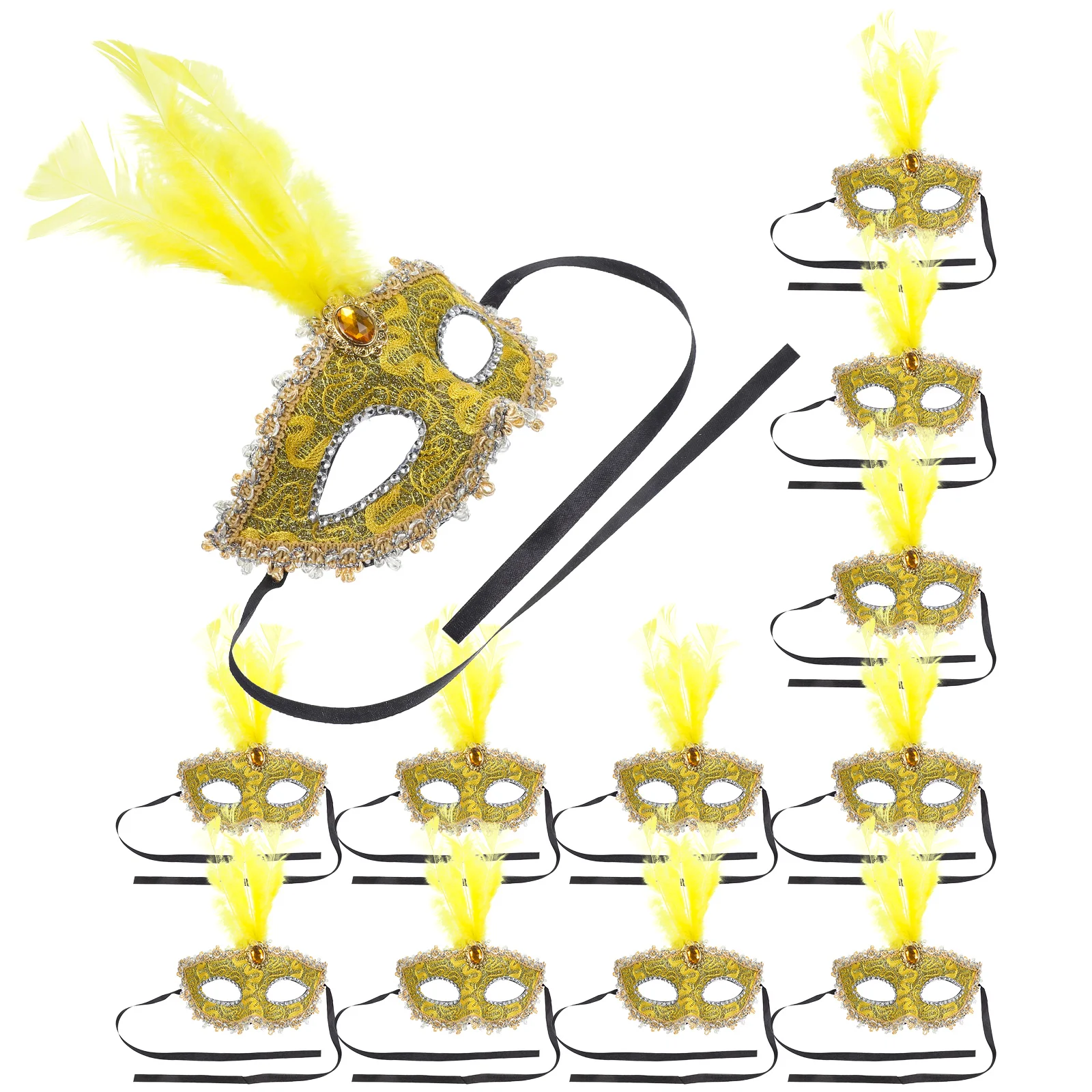 

12 Pcs Mask Vintage Gras Carnival Plumes Cosplay Masquerade Women Men Accessories Costume Toy