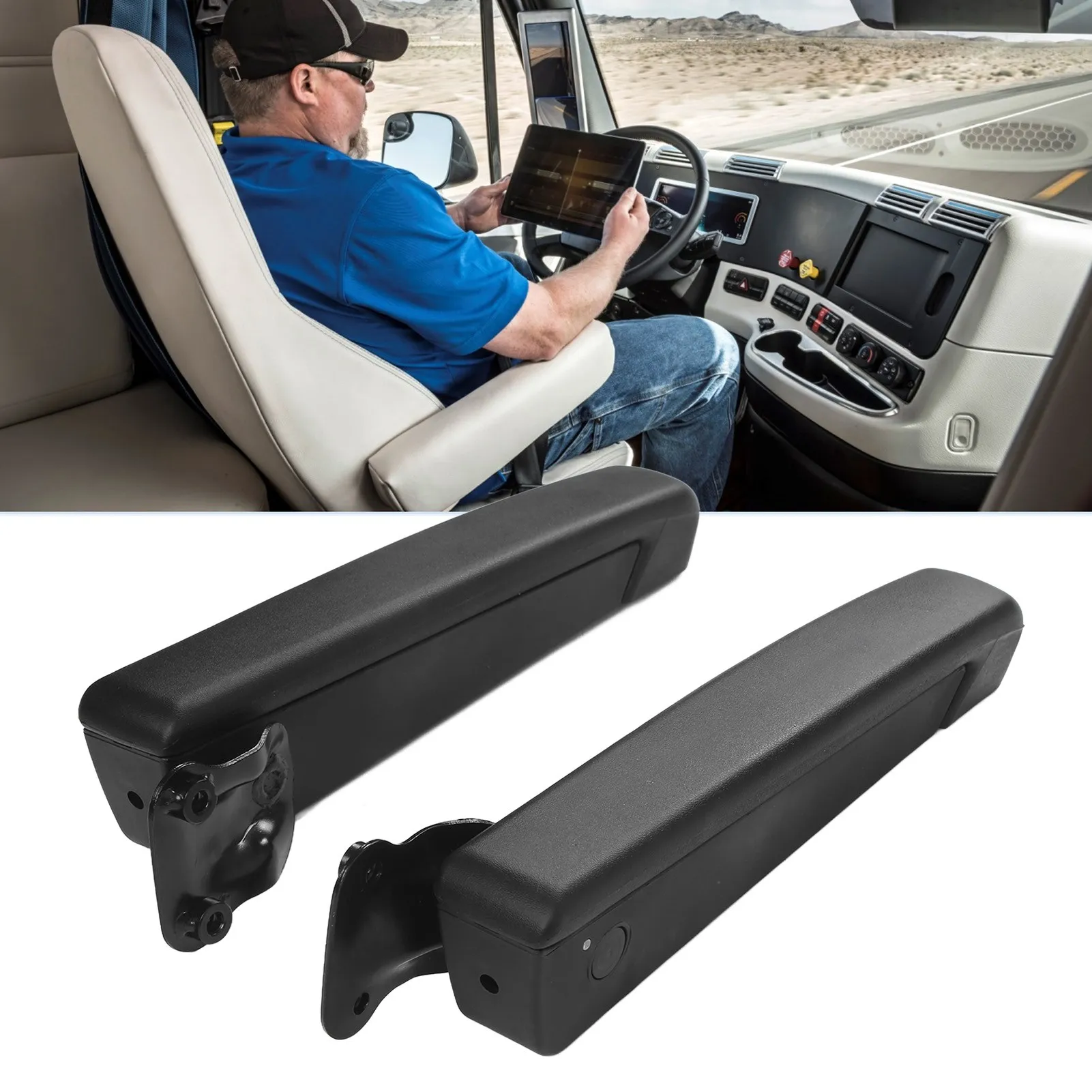 

1Pair of Car Adjustable Seat Armrest Shock Resistant PU Sponge Black Universal for Automobiles Trucks Adjustable Armrest