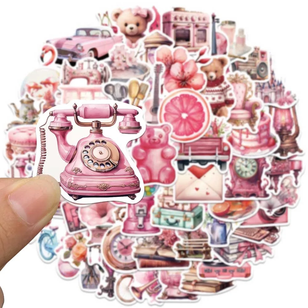 10/50PCS Vintage Pink Girls Decoration Graffiti Stickers DIY Diary Suitcase Scrapbook Phone Laptop Luggage Kawaii Decal Sticker