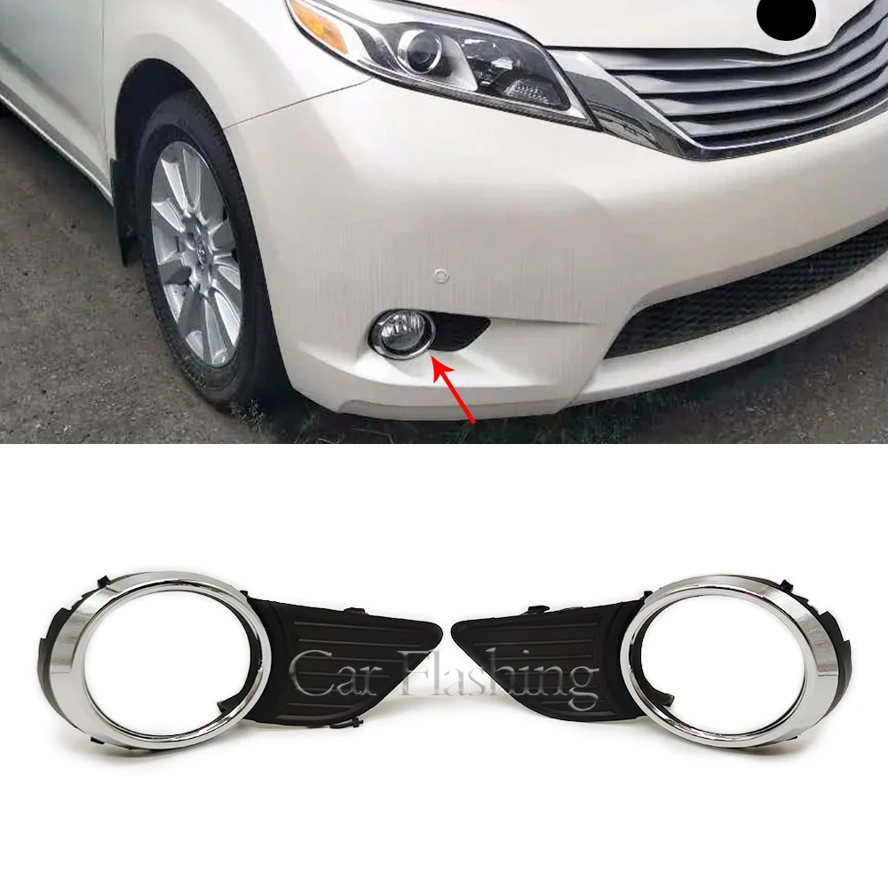 Para Toyota Sienna XLE LE 2011 2012 2013 2014 2015 2016 2017 parachoques delantero luces antiniebla marco cubierta bisel con orificios de lámpara