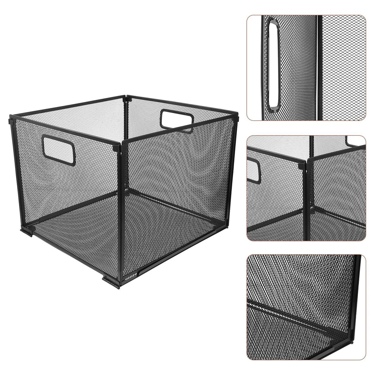 Jojofuny Metal File Organizer Foldable Desktop Storage Rack for Office Home Document Holder Mesh Book Stand Capacity Crate