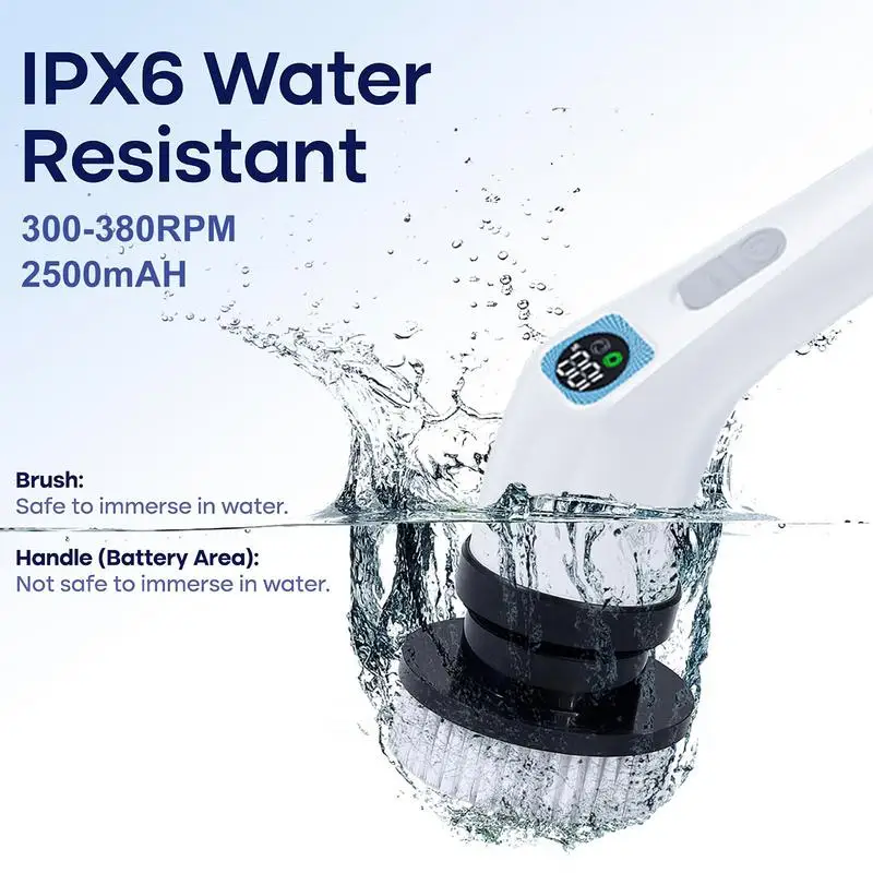 Cordless Electric Cleaning Brush, Spin Scrubber, 4 Replaceable Brush Headsand, Full Body IPX7 Waterproof