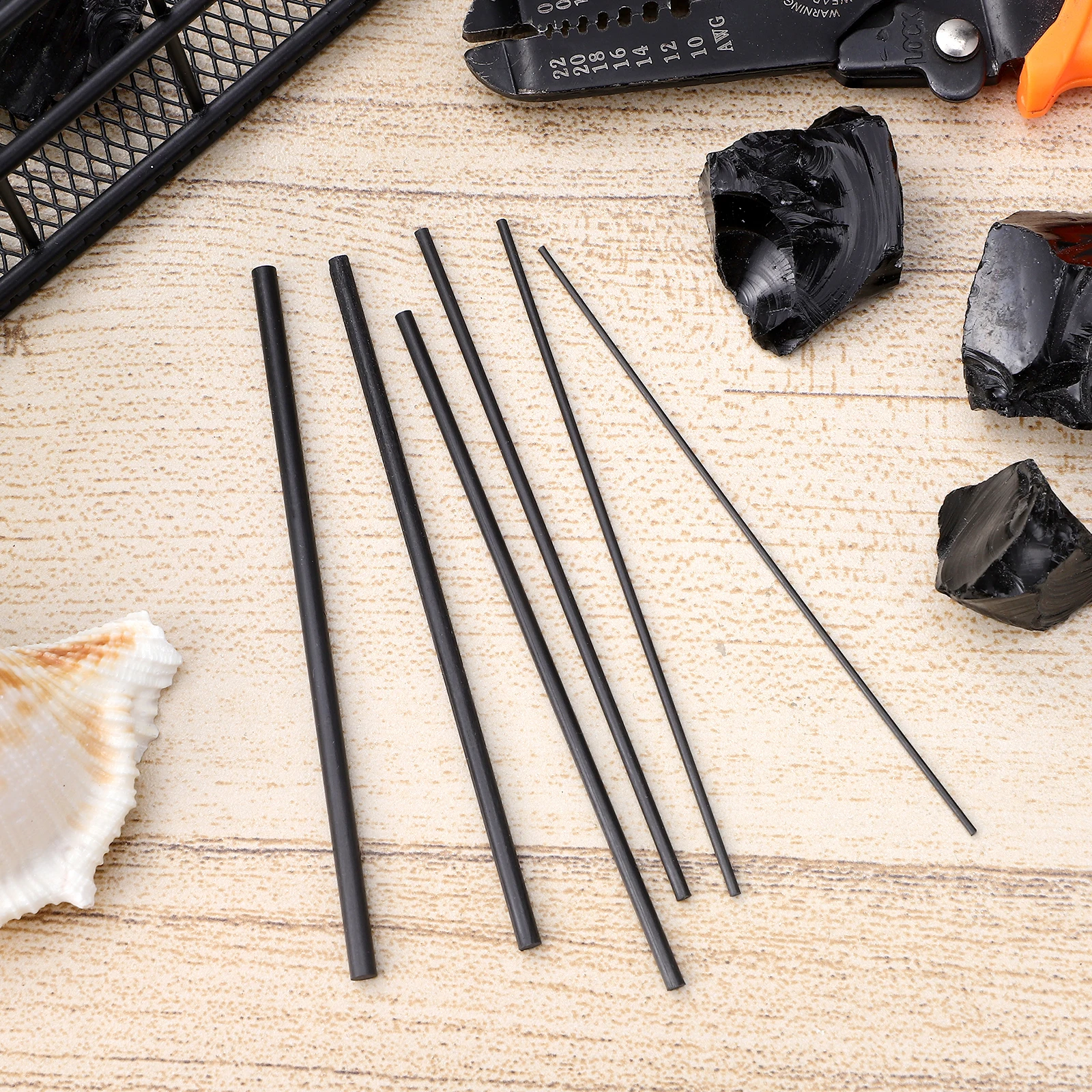 

6 Pcs Fishing Rod Repair Carbon Fiber Inserts 1mm 1.5mm 2mm 2.5mm 3mm 3.5mm Solid Connector Broken Pole Maintenance Travel