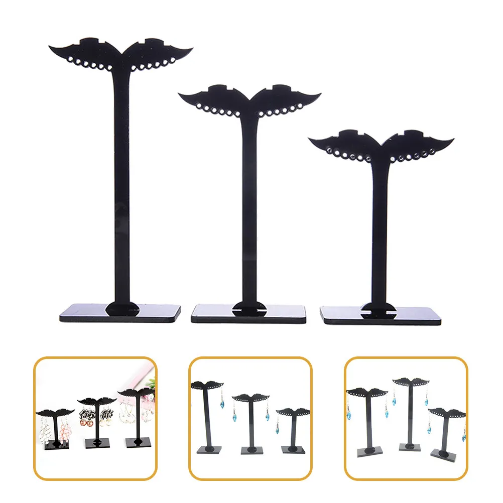 3Pcs Acrylic Earring Display Holder T-Shaped Stand for Earrings Storage Organizer Desktop Jewelry Rack Decorative Display Shelf