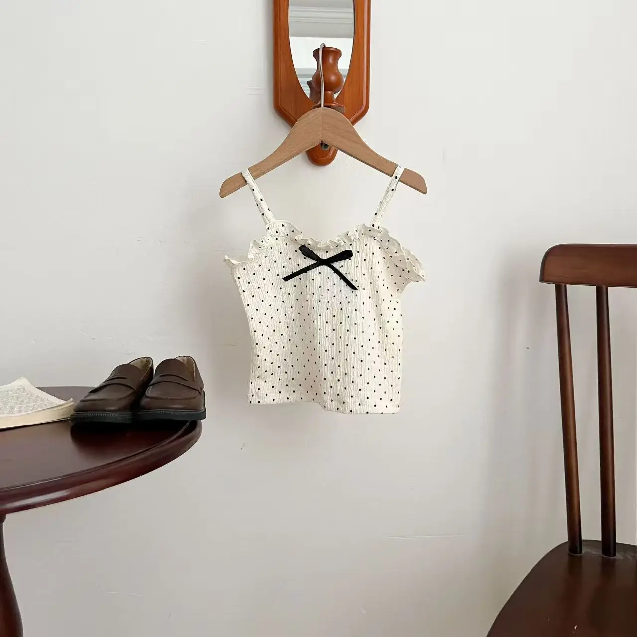 2026 Lace polka dot Bowknot Strappy baby girl's elastic slim