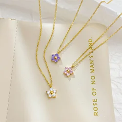 Premium Stainless Steel Luxury Of Design Necklace Gold Plated Stars Zircon Pendant Clavicle Chain For Girlfriend Birthday Gift