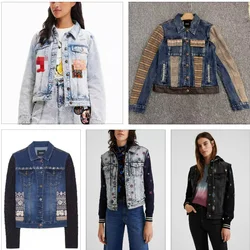 Foreign trade original single Spanish new fashion heavy embroidery stitching women's denim coat