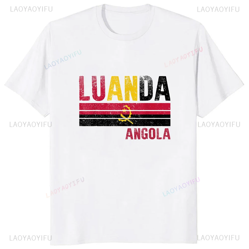 Hot Sale Luanda Angola Flag Angolan Graphic Printed T-Shirt Casual Fashion Loose Hip Hop Man Tshirt Streetwear Harajuku Y2K Tees