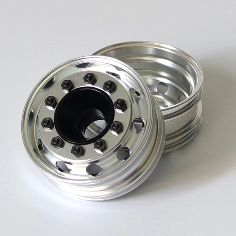 2pcs 1:14th Scale Aluminum Alloy Wheels 20mm Bearing Hub Rim for Tamiya RC Truck Tipper SCANIA 770S 56368 VOLVO ACTROS MAN Car