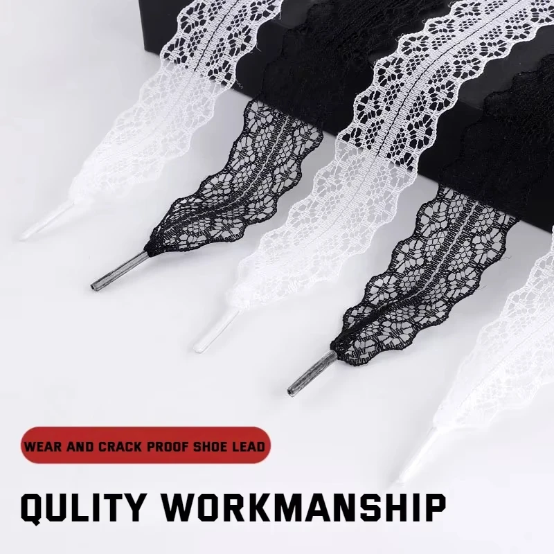 2.9cm Width Black White Silk for Ballet Sneakers German Training Shoes Fancy Flat Braided Shoelaces