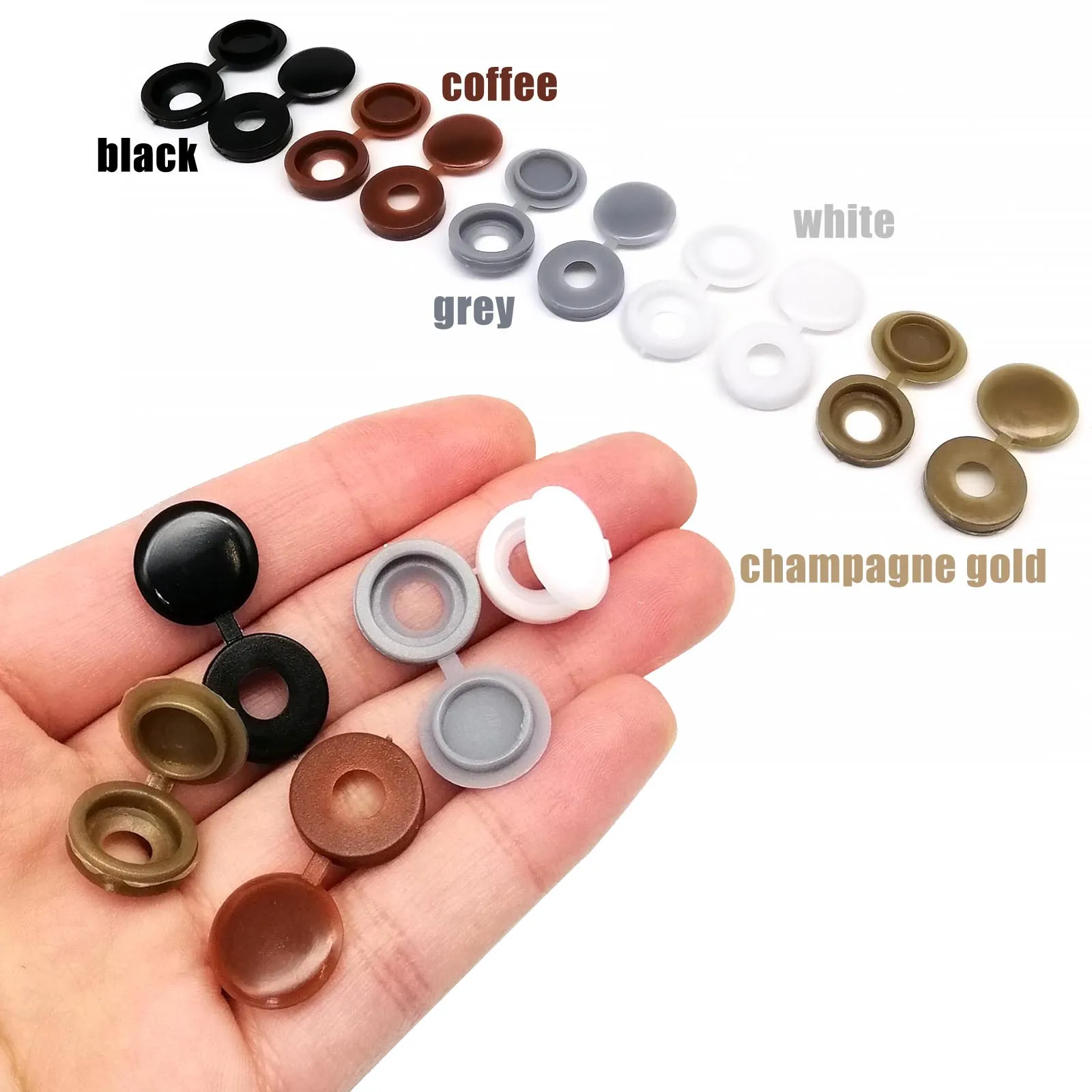 50pcs Plastic Self Tapping Screw Bolt Nail Nut Decorative Cap Protective Cover Hide Foldable Hinged for Furniture Car 5 Colors