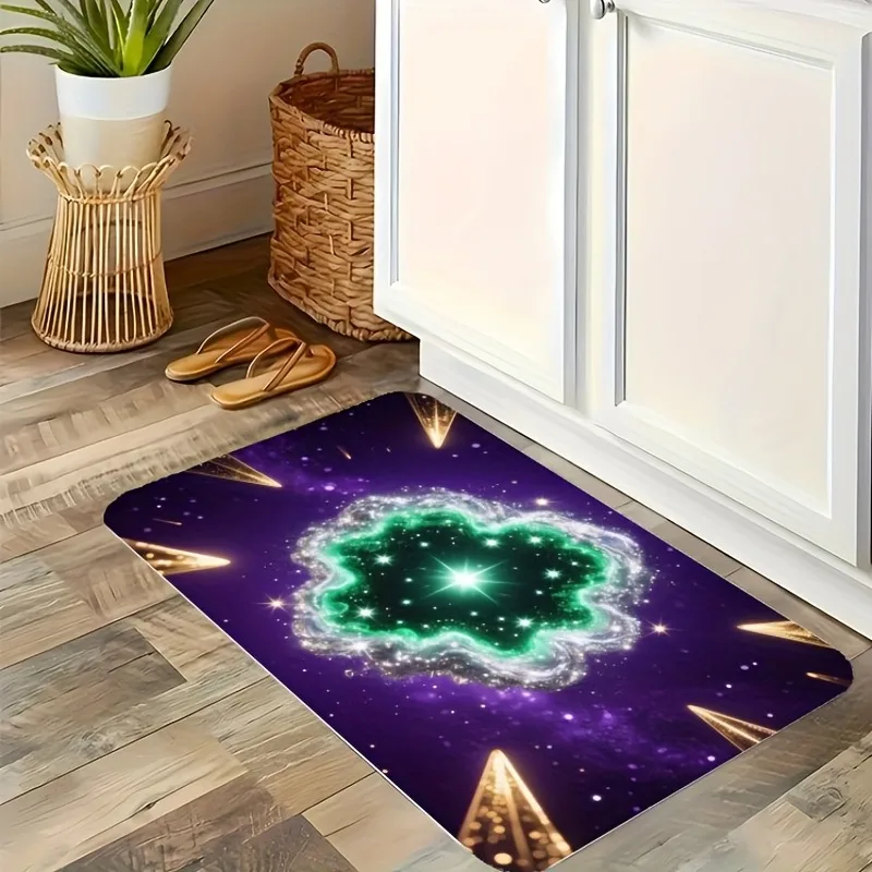

1PC Nebula inspired motif Kitchen Rug Non-Slip Door Mat Pop design Bathroom Rug Bath Mat Carpet for Home Sink Laundry Decor