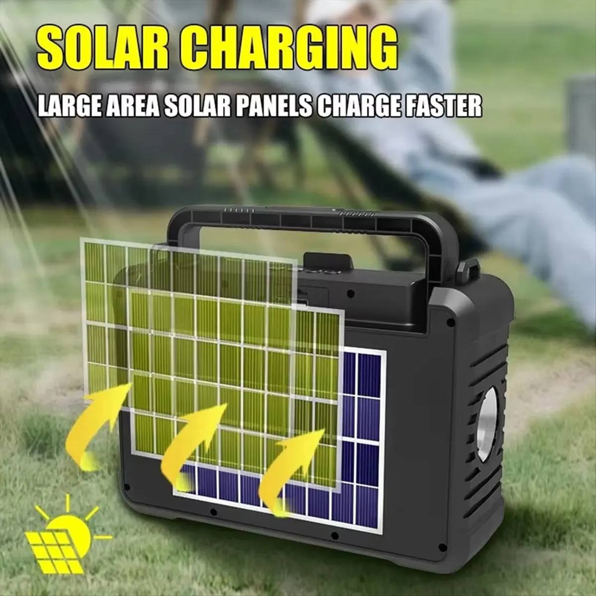 AABFK Solar Wireless Bluetooth Speaker Protable FM Radio Speakers Outdoor Bluetooth Speaker with Flashlight Silver
