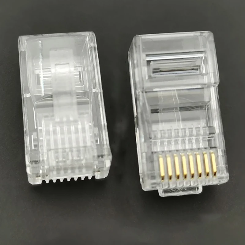

Gold-plated network crystal plug RJ45, 8-core, Super 5-Class network cable, non-shielded crystal plug with 8P8C round holes
