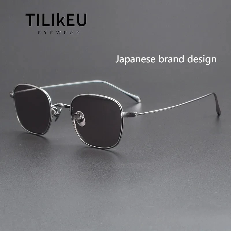 Vintage Reines Titan Quadrat Sonnenbrille Männer und Frauen Mode Einfache Gold Faden Designer Rezept Sonnenbrille UV400 Männer Geschenk