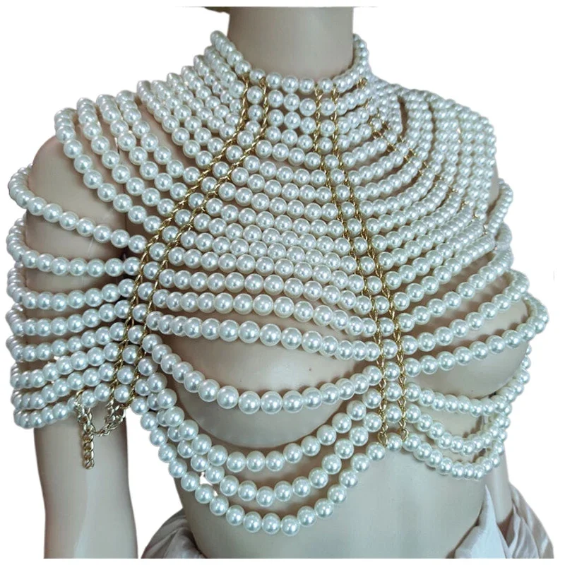 فاسق اللؤلؤ المرأة تانك القمم القوطية بلوزة المتضخم فقاعة الخرز المنسوجة يدويا شال اكسسوارات مهرجان المحاصيل الأعلى بالجملة OEM