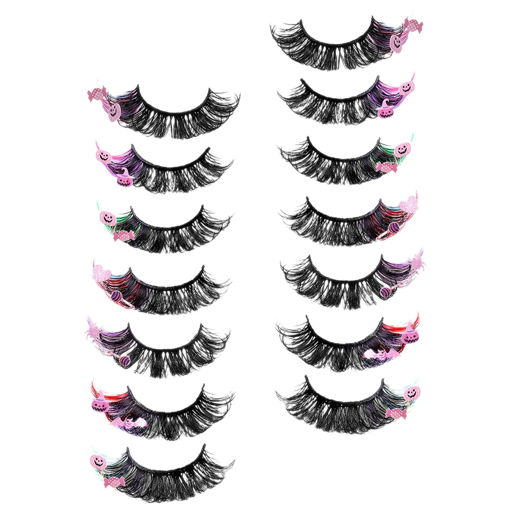 

7 Pairs Colored False Eyelashes Exaggerated Thick Curl for Party Wedding Dramatic Eye Makeup lash extension colored lashes